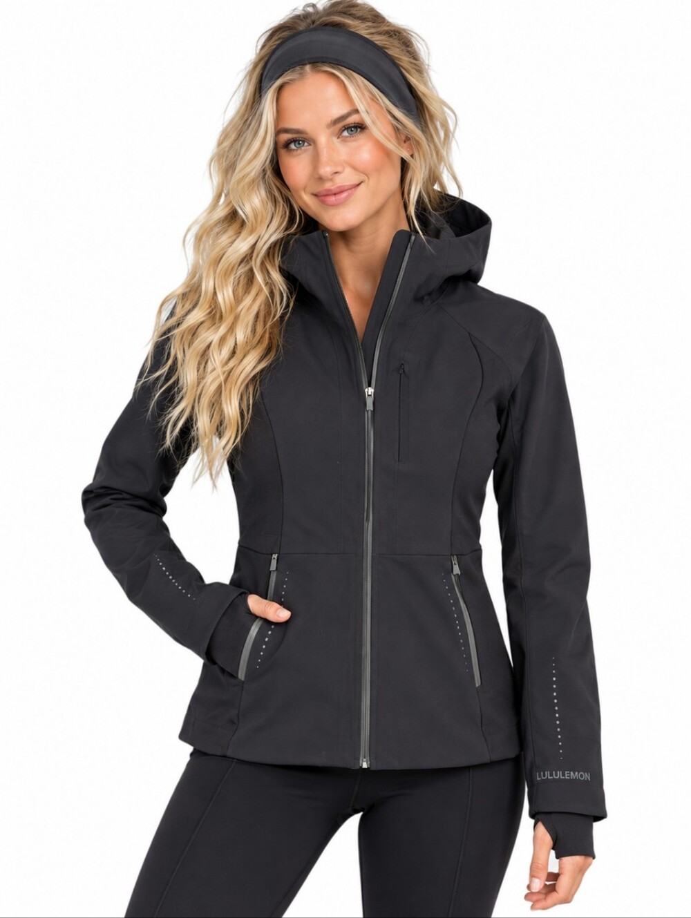 Lululemon Cross Chill Jacket Black Size 2 Waterproof Windproof Running Hooded